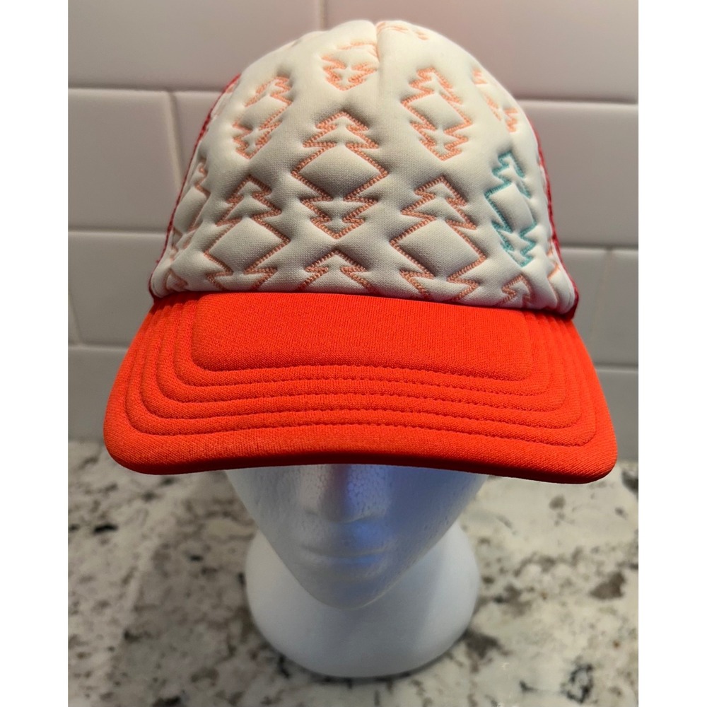 THE NORTH FACE RED MESH SNAPBACK TRUCKER HAT BASEBALL CAP OUTDOOR WOMEN OS TREES